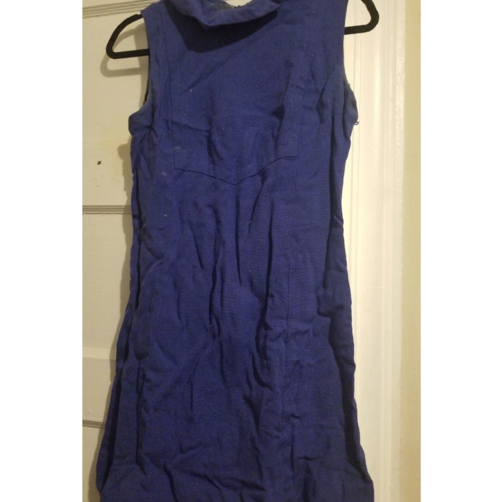 Blue Collared Lined Shift Dress